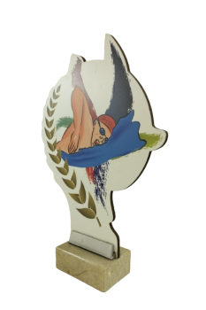 Trofeo natacion madera , 12 cm