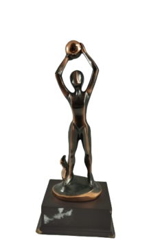 Trofeo bronce silueta con balon sobre peana, 24 cm