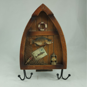 Trofeo de barco y cuadro con acesorios de pesca, 10 cm