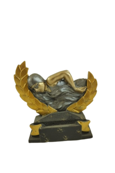 Trofeo nadador con hoja en color dorado , 33 cm
