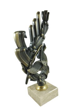 Troféu de pesca com folhas e vara de pescar, 15 cm