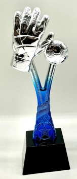 TROFEO PORTERO PLATA / AZUL, 26 cm