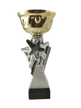 copa trofeo color plateada con adorno de estrella luminosa, 28 cm