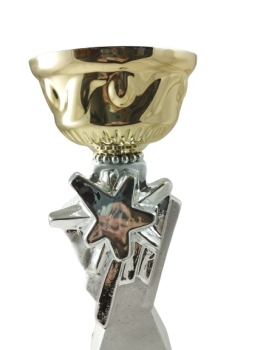copa trofeo color plateada con adorno de estrella luminosa, 28 cm