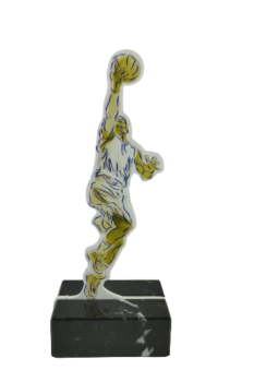 Pessoa de silhueta de troféu de basquete com bola na mão, 85 cm