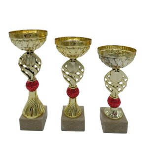 COPA DORADA Y ROJA PARA CENTRO -EN OFERTA , 22.5 cm