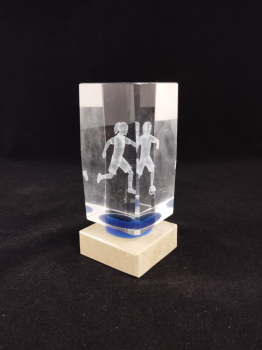 Troféu de futebol de cristal com silhueta de uma menina jogando, 12.5 cm