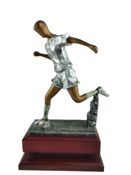 Trofeo futbol patada color plata, 29 cm