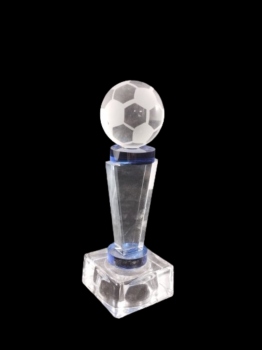 Trofeo futbol con pelota de crsital, 18 cm