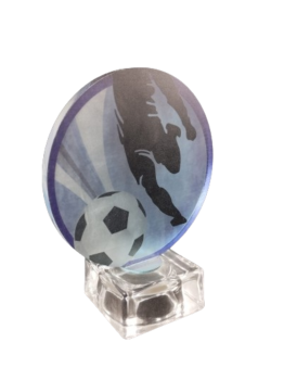 Troféu de futebol redondo de cristal, 15.5 cm