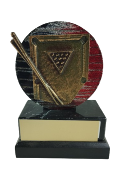 Trofeo billar con mesa y tacos, 15.5 cm