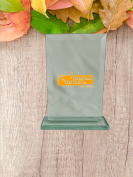 Trofeo outlet oferta cristal para grabado cuadrado solo 1 unidad siponible, 20 cm