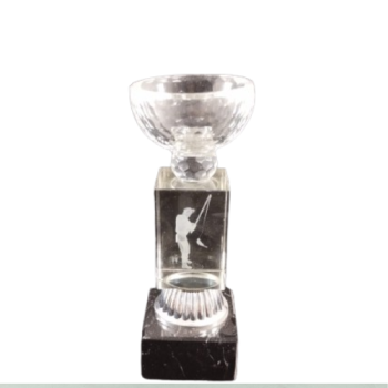 Troféu de pesca de cristal com pescador, 16 cm