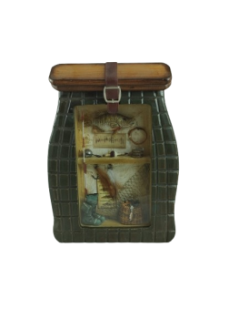 Trofeo cuadro con articulos de pesca, 28 cm