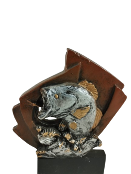 Trofeo pez en color plateado, 12 cm