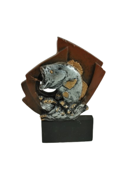 Trofeo pez en color plateado, 12 cm