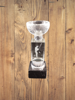 Troféu de pesca de cristal com pescador, 16 cm