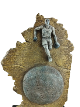 Trofeo baloncesto con balon sobre peana, 39 cm