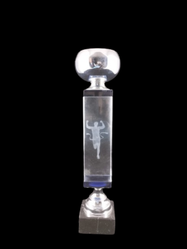 Troféu de corrida de vidro com silhueta, 32 cm