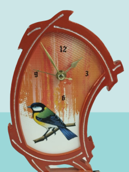 Relógio com troféu de pássaro, 25.5 cm