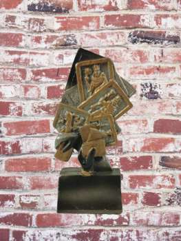 Troféu de cartão colorido dourado, 14 cm