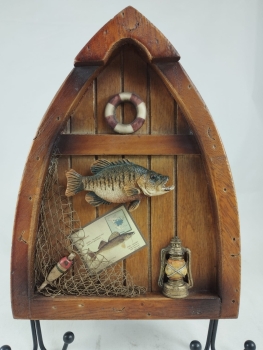 Trofeo de barco y cuadro con acesorios de pesca, 10 cm