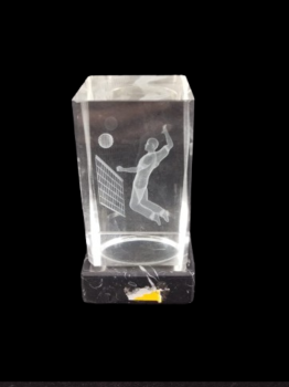 Troféu de voleibol com silhueta de menino de cristal, 12 cm