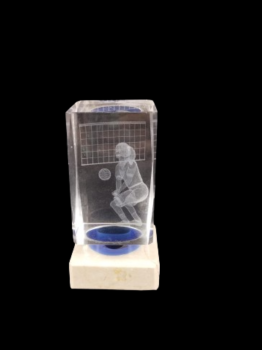 Troféu de vôlei de cristal com silhueta de menina, 11 cm