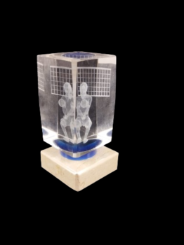 Troféu de vôlei de cristal com silhueta de menina, 11 cm