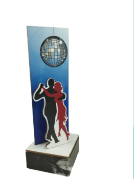 Trofeo baile con bailarines y peana blanca , 27.5 cm