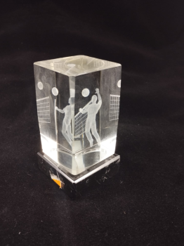 Troféu de voleibol com silhueta de menino de cristal, 12 cm