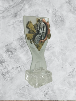 Trofeo cristsl bici con ciclista, 18.5 cm