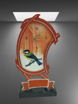 Relógio com troféu de pássaro, 25.5 cm
