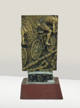 Troféu de ciclismo marrom com base, 15 cm