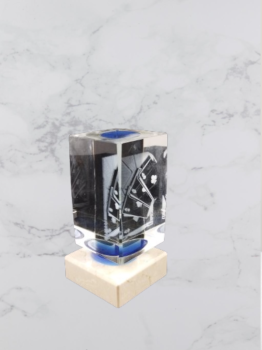 Trofeo cartas cristal 3D, 11 cm