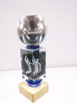 Troféu de vôlei de cristal Modelo 3D, 23 cm