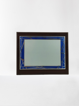 Placa de homenagem oferece bordas azuis Oferta de tampo de madeira com placa de alumínio.