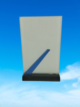 Vidro opaco com linha azul, 16 cm