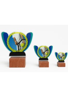 TROFEO METACLILATO TENIS TRES ALTURAS , 16 cm