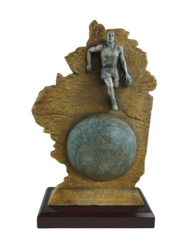 Troféu de basquete com bola na base, 39 cm