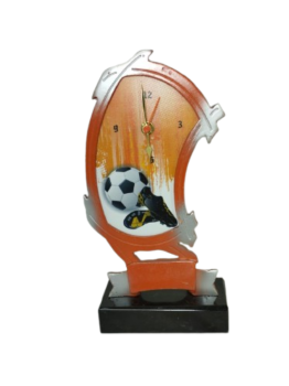 TROFEO FUTBOL RELOJ NARANJA., 25.5 cm