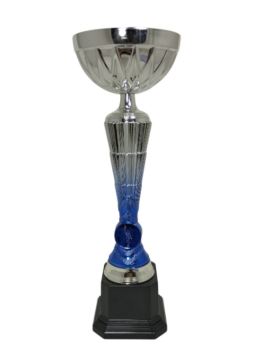 COPA PLATEADA CON TONOS AZULES PARA CENTRO , 27.5 cm