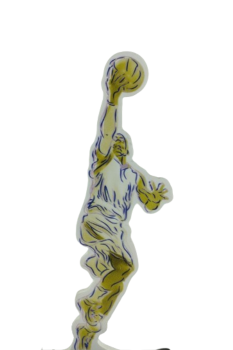 Pessoa de silhueta de troféu de basquete com bola na mão, 85 cm