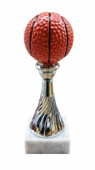 TROFEO BALONCESTO TRIPLE COLOR PLATA , 23 cm