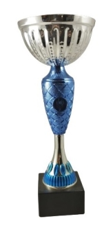 Taça de ouro e prata com azul brilhante como motivo, 36 cm