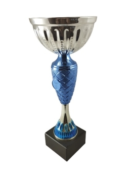 Taça de ouro e prata com azul brilhante como motivo, 36 cm