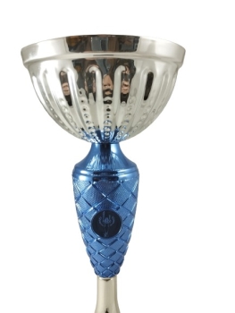 Taça de ouro e prata com azul brilhante como motivo, 36 cm