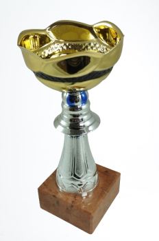 Copa dorada con detalles en color negro, 18 cm