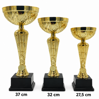 LOTE DE 3 COPAS DORADO 